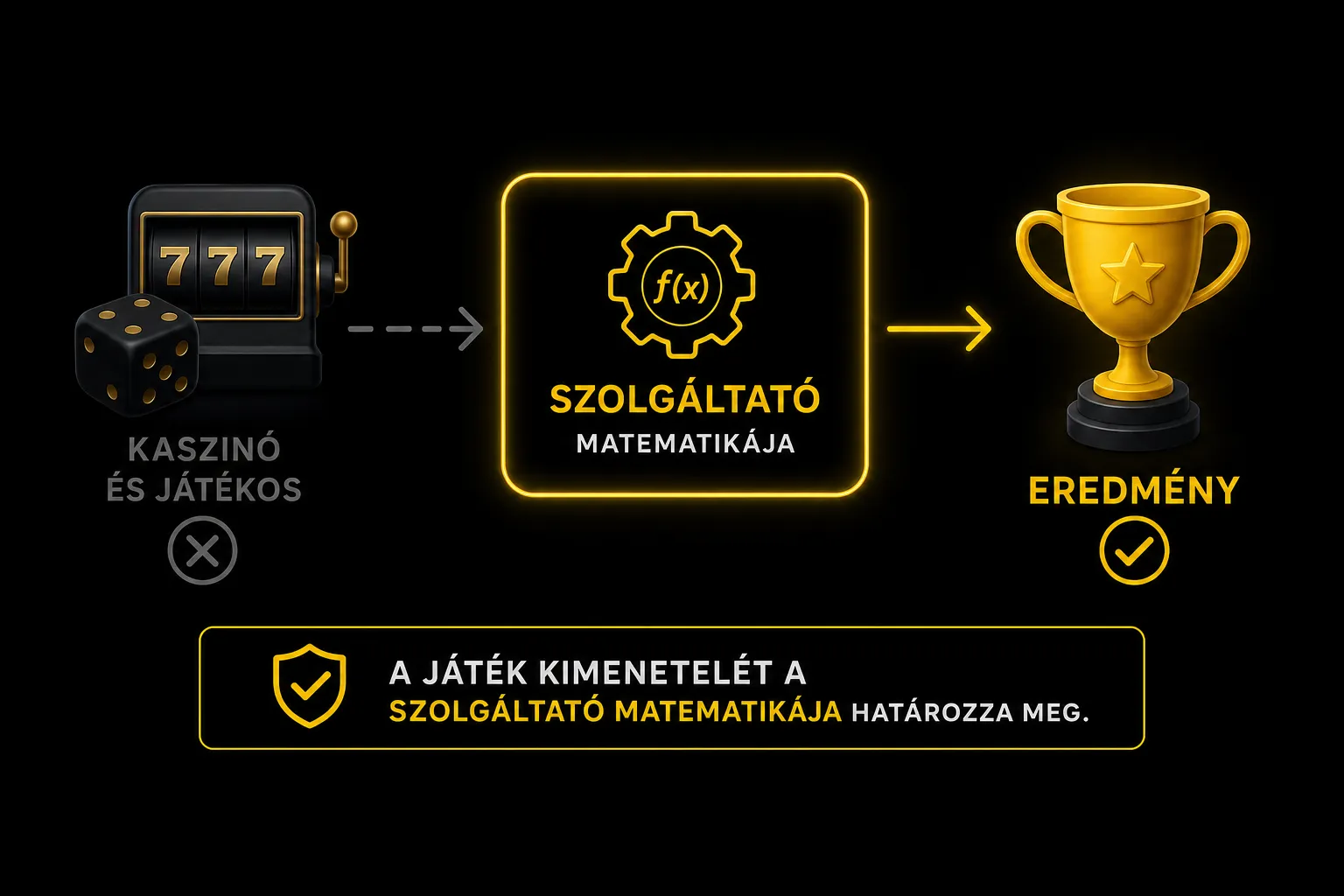 Játékkimenetelt meghatározó tényezők sematikus ábrázolása