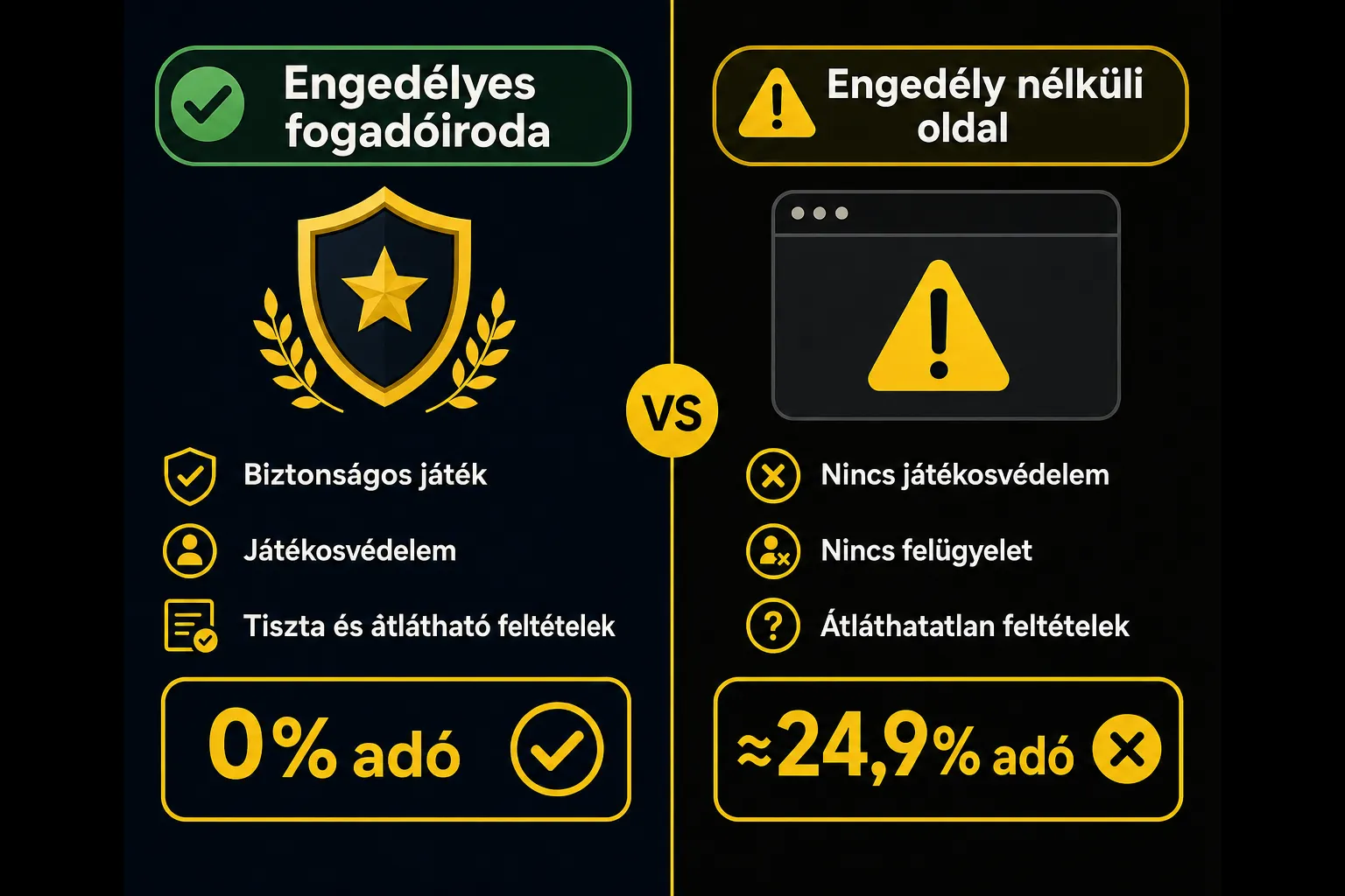Engedélyes és engedély nélküli fogadóiroda adóterhelésének összehasonlítása